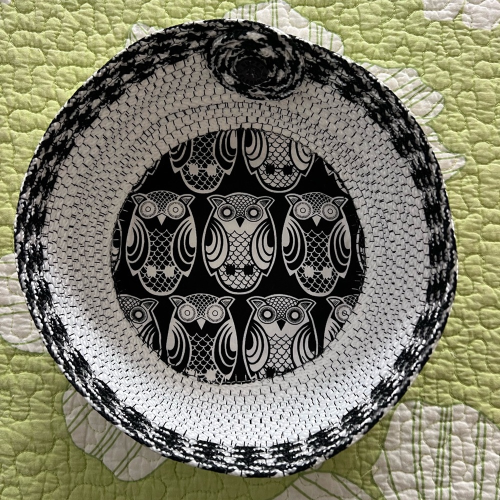 Black and White Owl Rope Basket